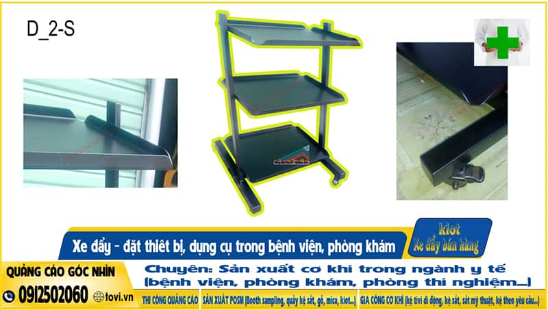 xe đẩy thiết bị phòng khám bằng sắt