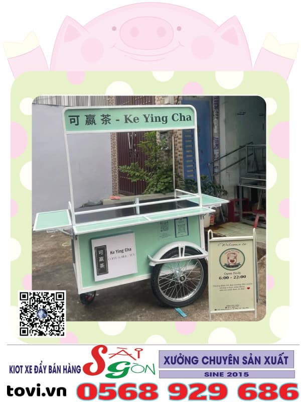 Xe Bán Đồ Ăn Vặt Có Mái Che – Giải Pháp Bán Hàng Lưu Động Hiệu Quả Tại TP.HCM xe đẩy bán hàng bánh hơi lớn