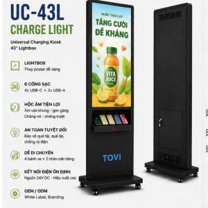 TOVI-UL43-NM-06 - CHARGE LIGHT - kệ quảng cáo sạc điện thoại miễn phí 6 cổng